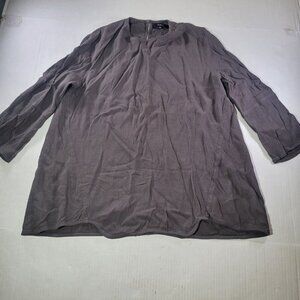 Madewell Women Textured Gray 3/4 Sleeve Tunic Top Size Medium